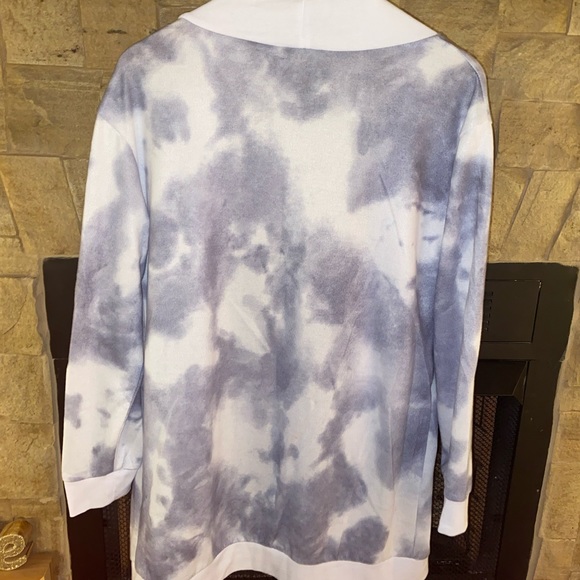 Blue & White Tie Dye Open Cardigan #0746 - Picture 3 of 8